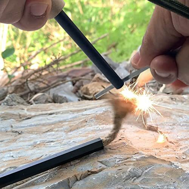 Flint and Steel Fire Starter Kit, OTXEER Ferro Rods Magnesium Fire Starter Survi