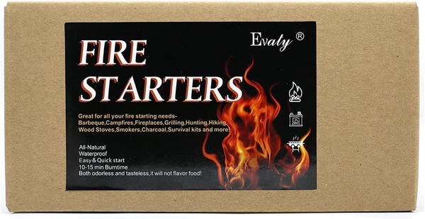 All Natural Fire Starters 60 Pcs Indoor/Outdoor Waterproof Firestarter for Fireplace, BBQ, Campfire, Charcoal, Pit, Wood & Pellet Stove (60)